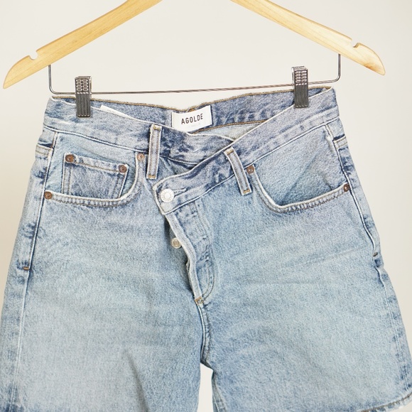 AGOLDE Criss Cross Denim Shorts - Picture 3 of 6